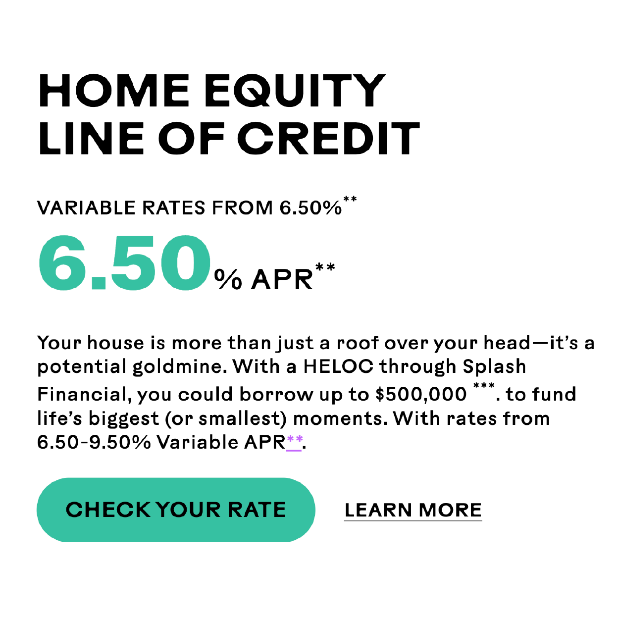 Splash Financial — Home Equity Line of Credit ad